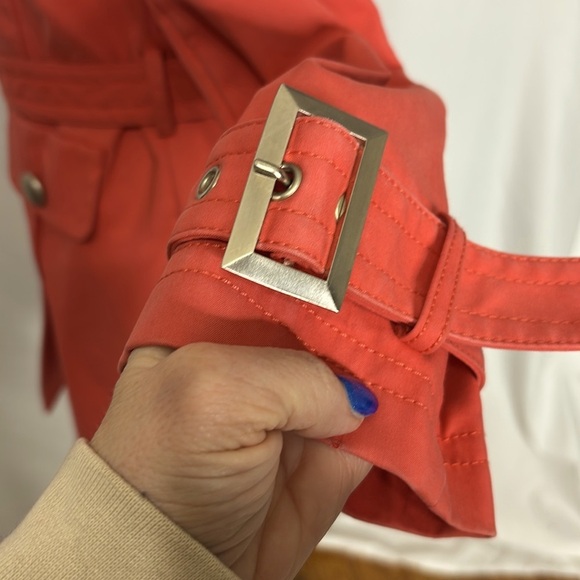 ST JOHN Double Breasted Trench Coat with Hammered Silver Buttons - Picture 5 of 12